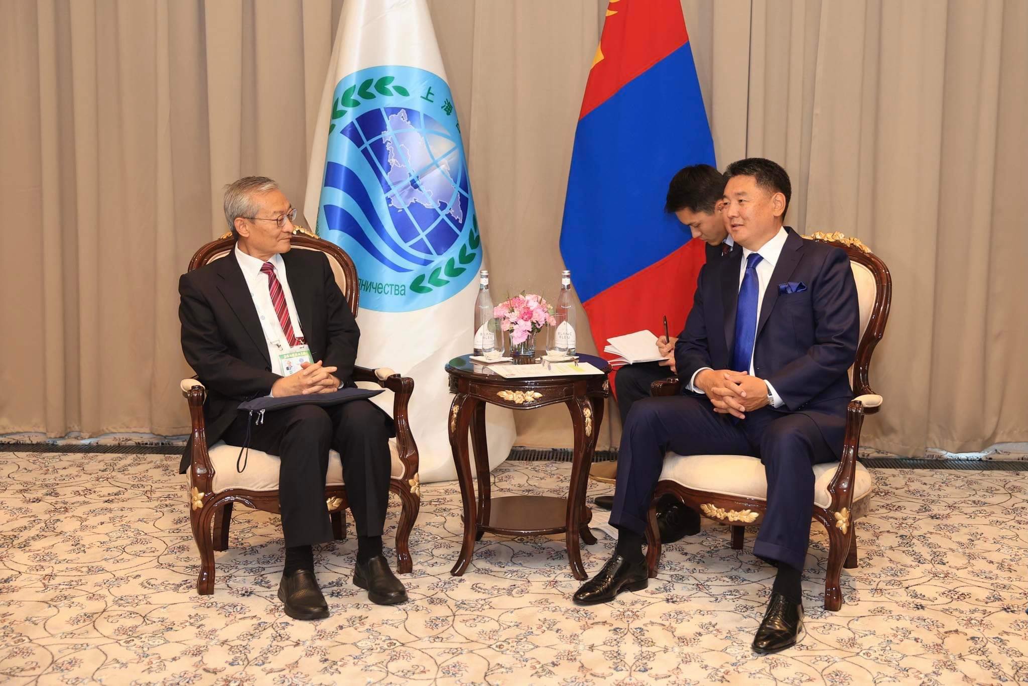 Монгол Улсын Ерөнхийлөгч У.Хүрэлсүх ШХАБ-ын Ерөнхий нарийн бичгийн дарга Жан Мин-тэй уулзав